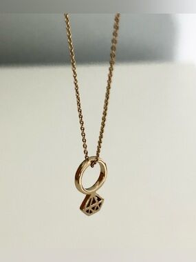 Kate Spade New York “Say Yes” Diamond Ring Pendant Necklace, Bridal Gold